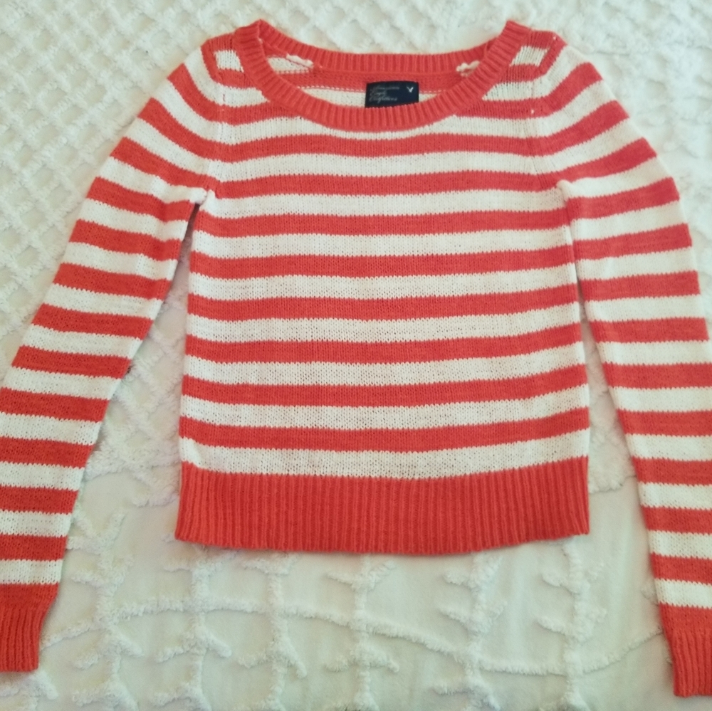 AEO Orange Stripe Sweater S
